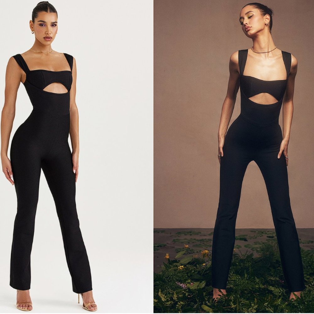 House of CB ‘Yasmeen’ Black Bandage Cutout Jumpsuit NWOT